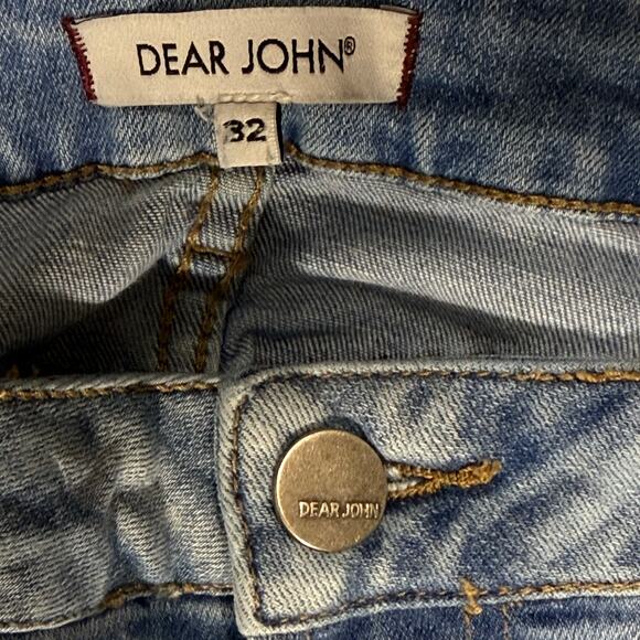 Dear John Erin Slim Straight Crop Jeans 32 Blue Distressed Paint Splatter - Picture 6 of 9